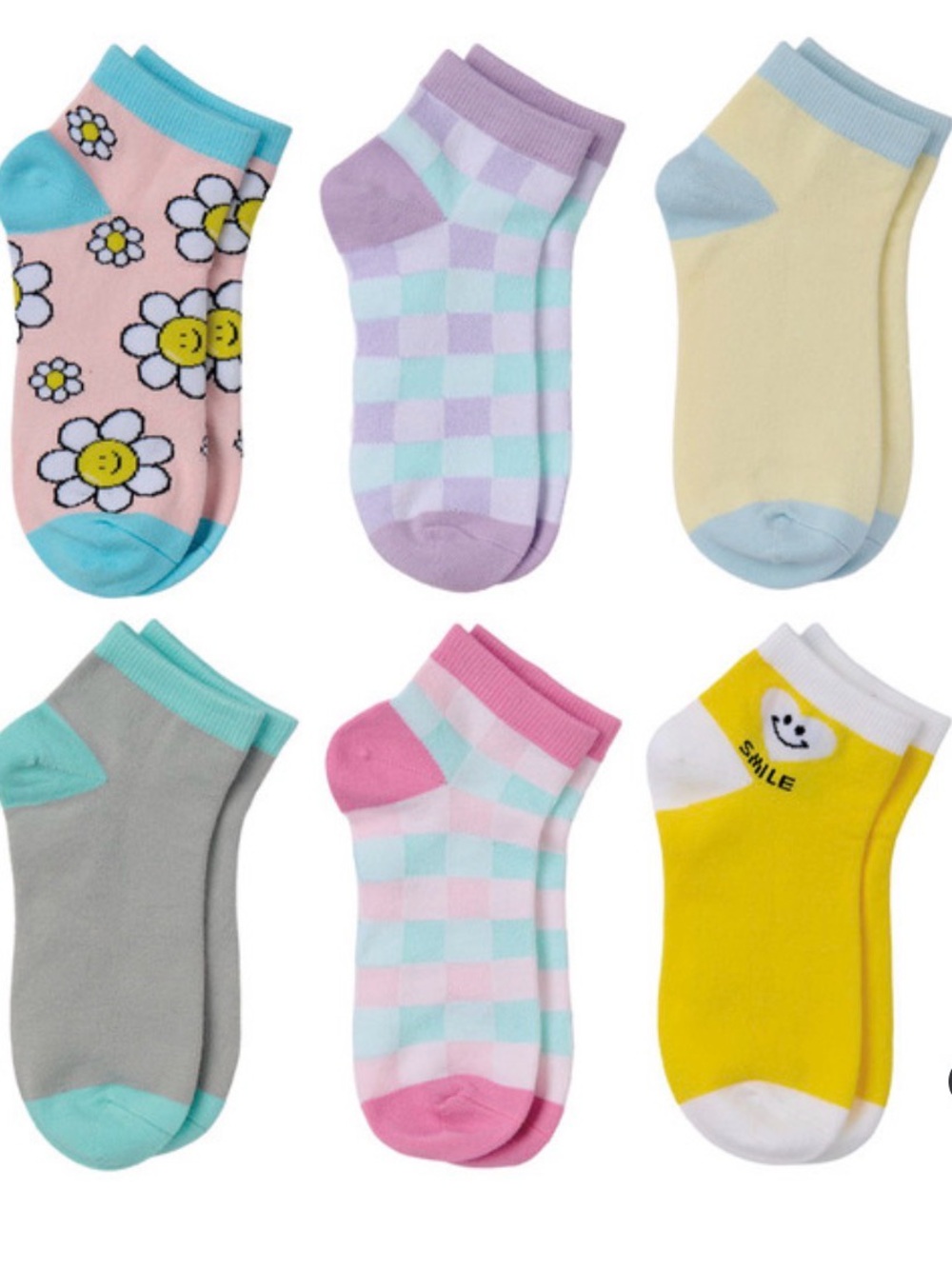 Lily & Dan/ L&D Girls 6pk Socks - Low Cut Flower/Heart  Size M
